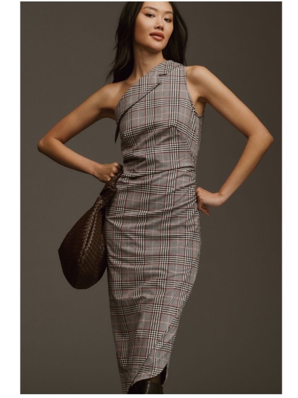 MAEVE Anthropologie One-Shoulder Asymmetrical Slim Midi Dress 8